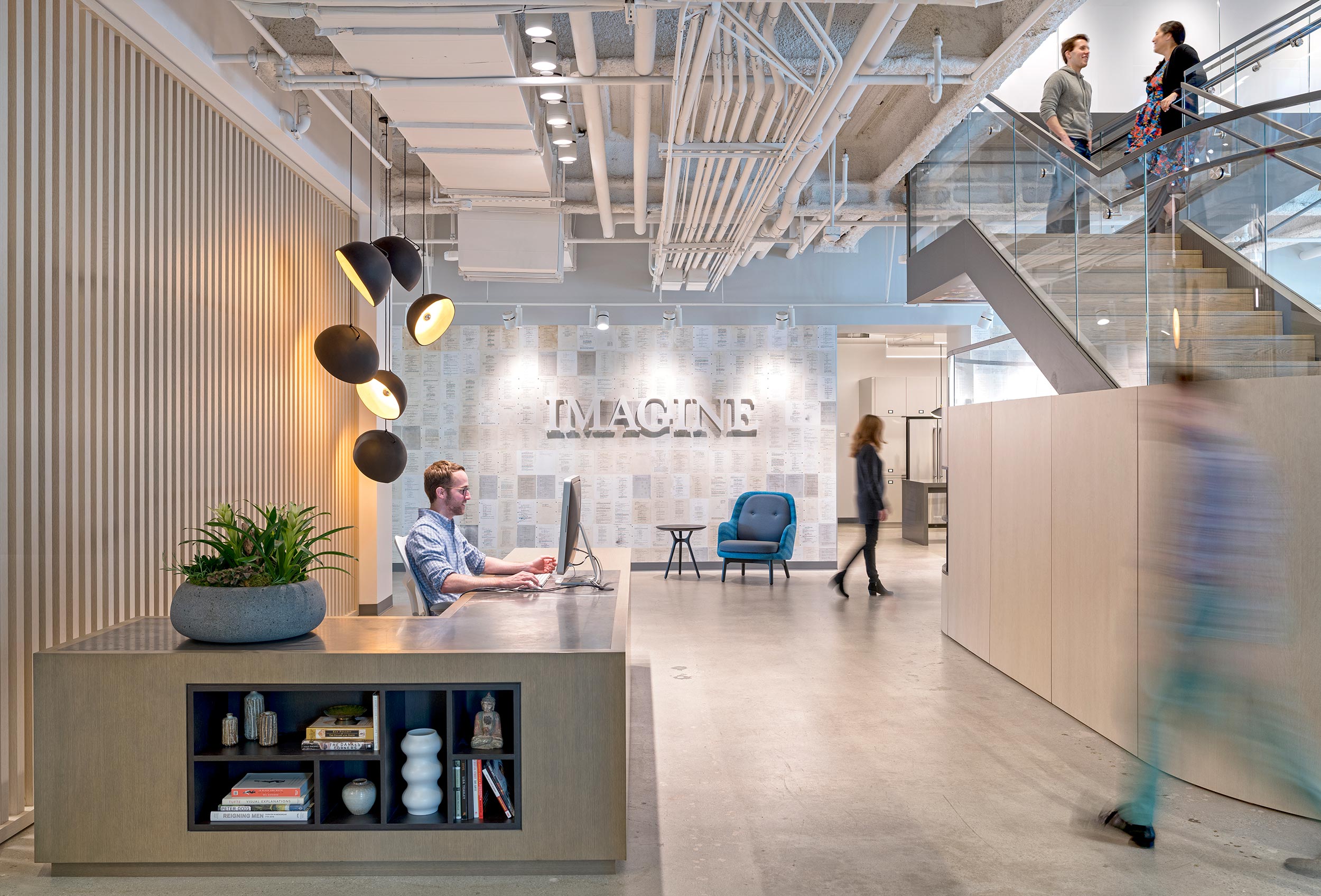 Imagine entertainment front desk in lobby of entertainment office