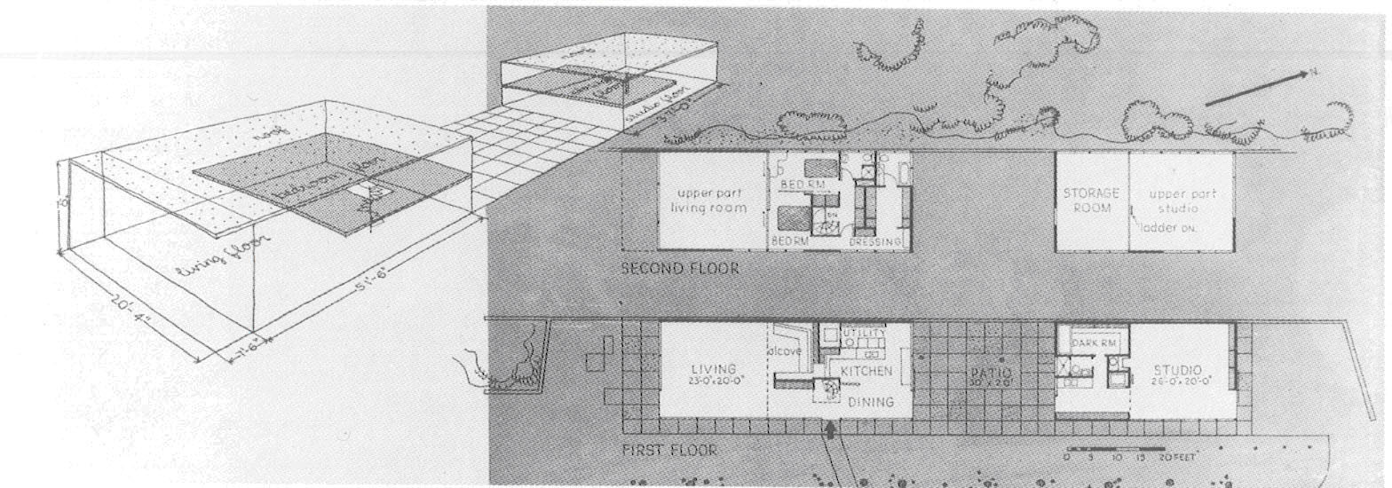 plan of Eames House, Case Study House No. 8