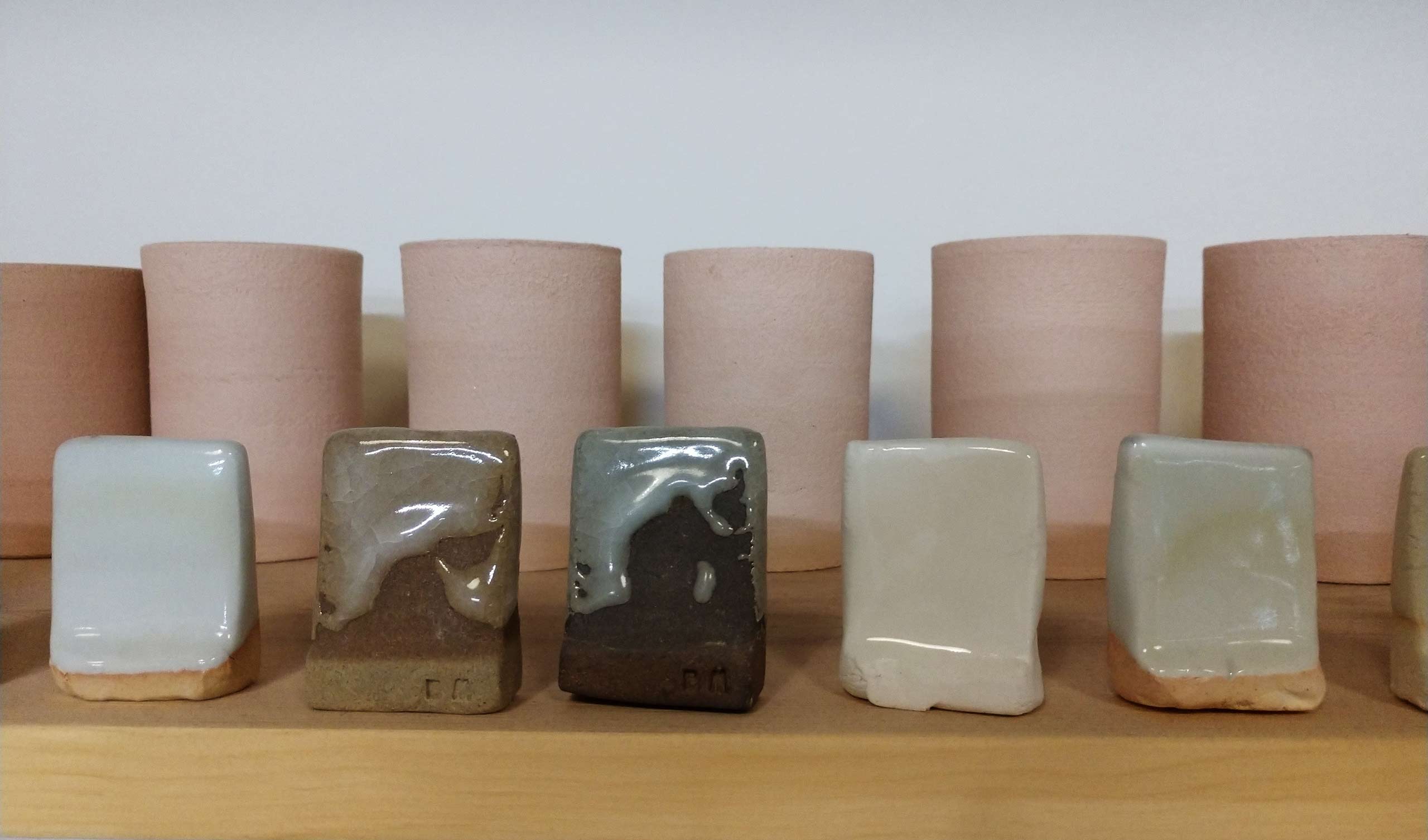 glaze samples with bisque-fired cups