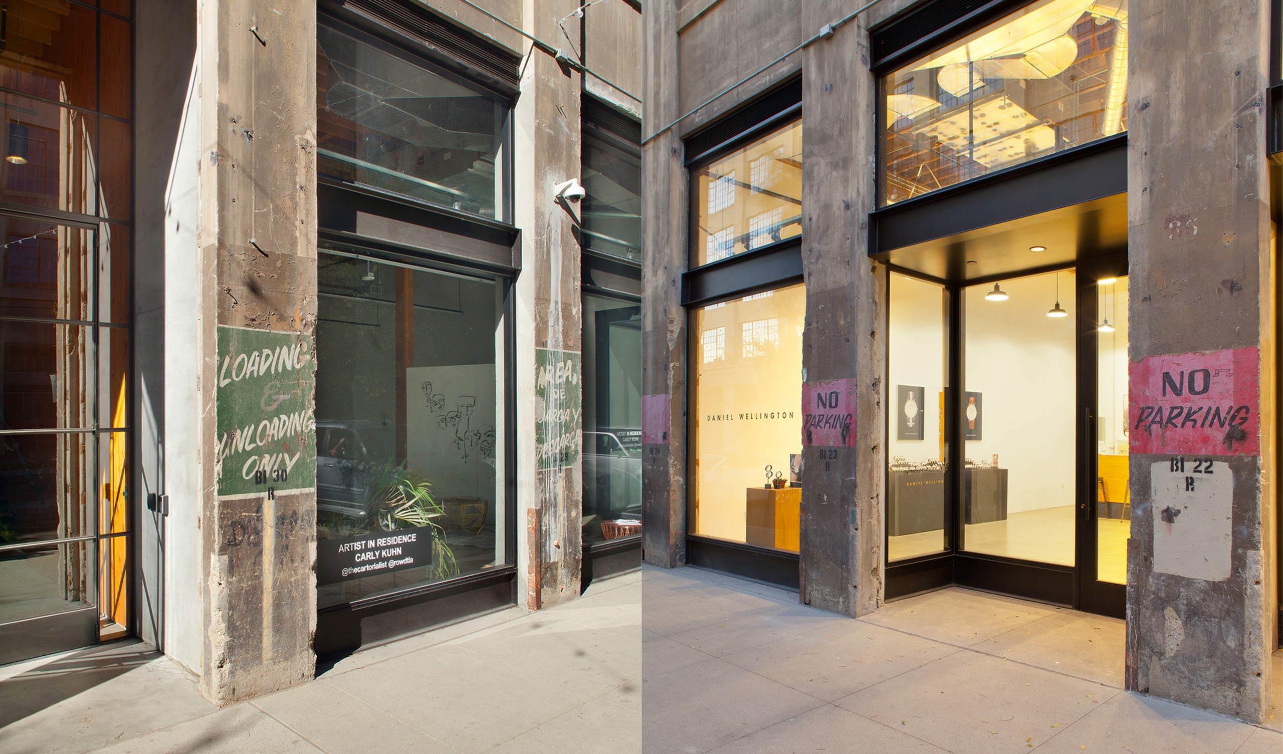 Row DTLA Original concrete wall with original painted signage