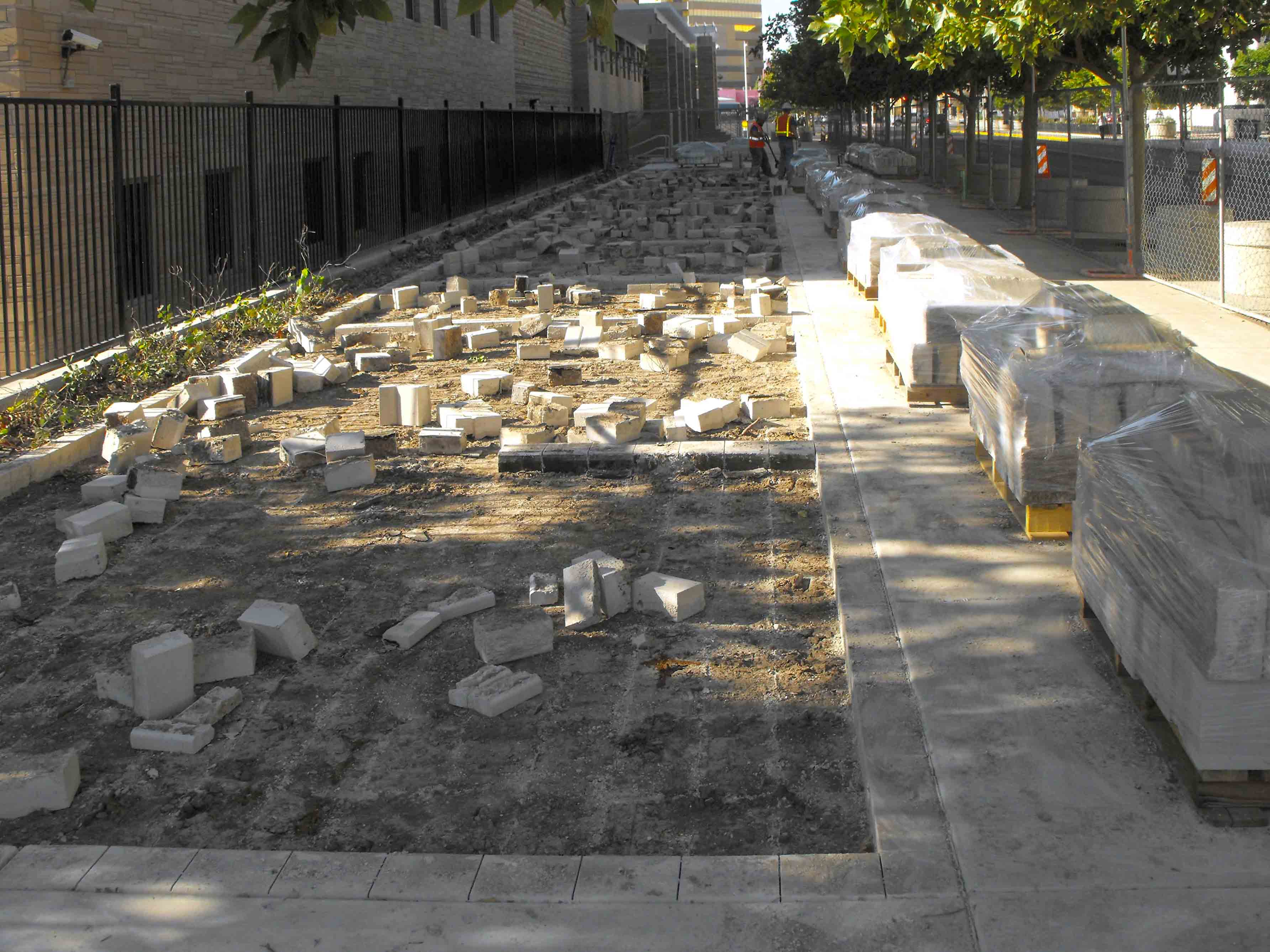 bricks being laid on the floor