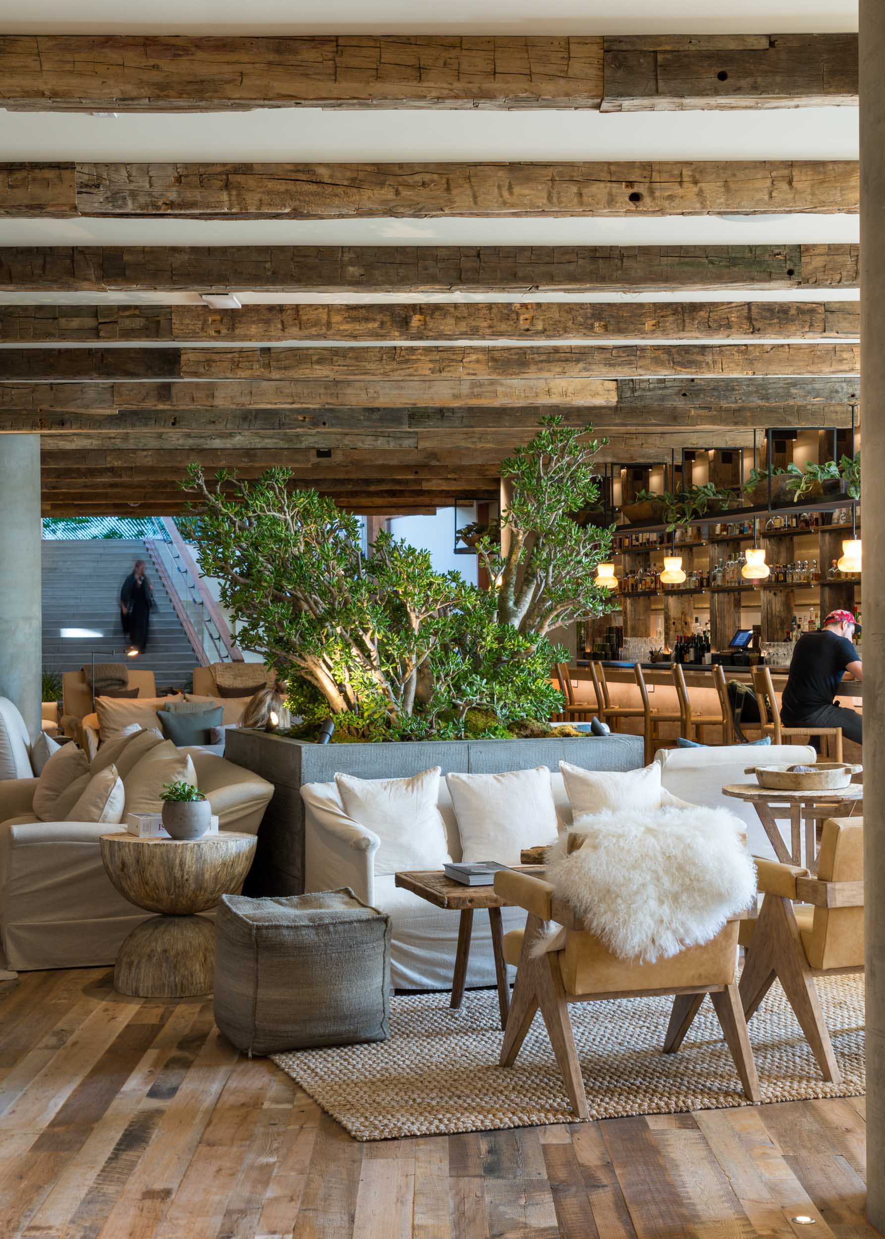 interior lounge with wood planks