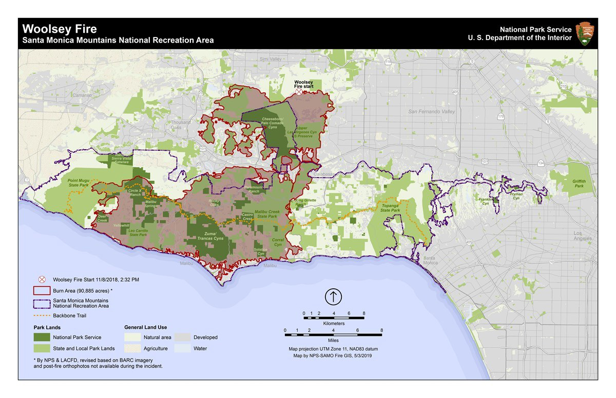 Map of Woolsey Fire burn area November 2018