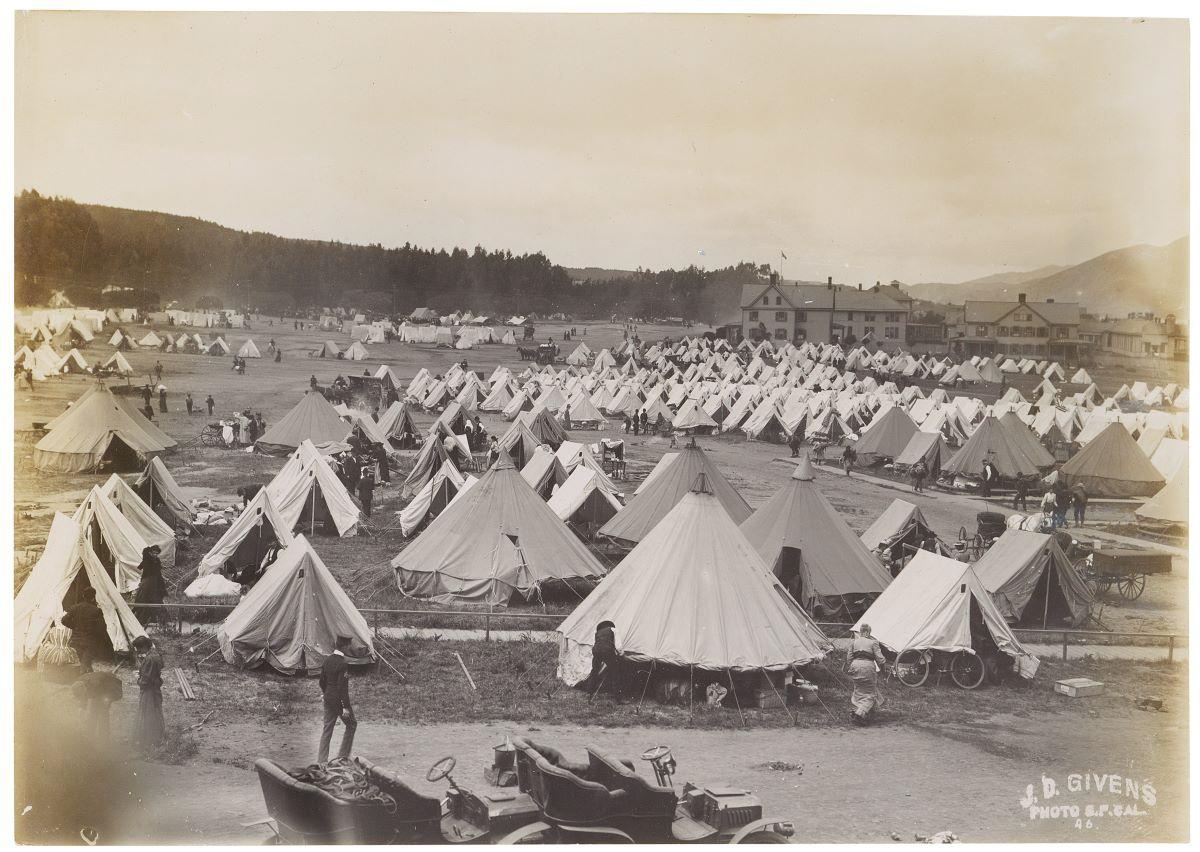 Tent camps set up following the 1906 earthquake, San Francisco