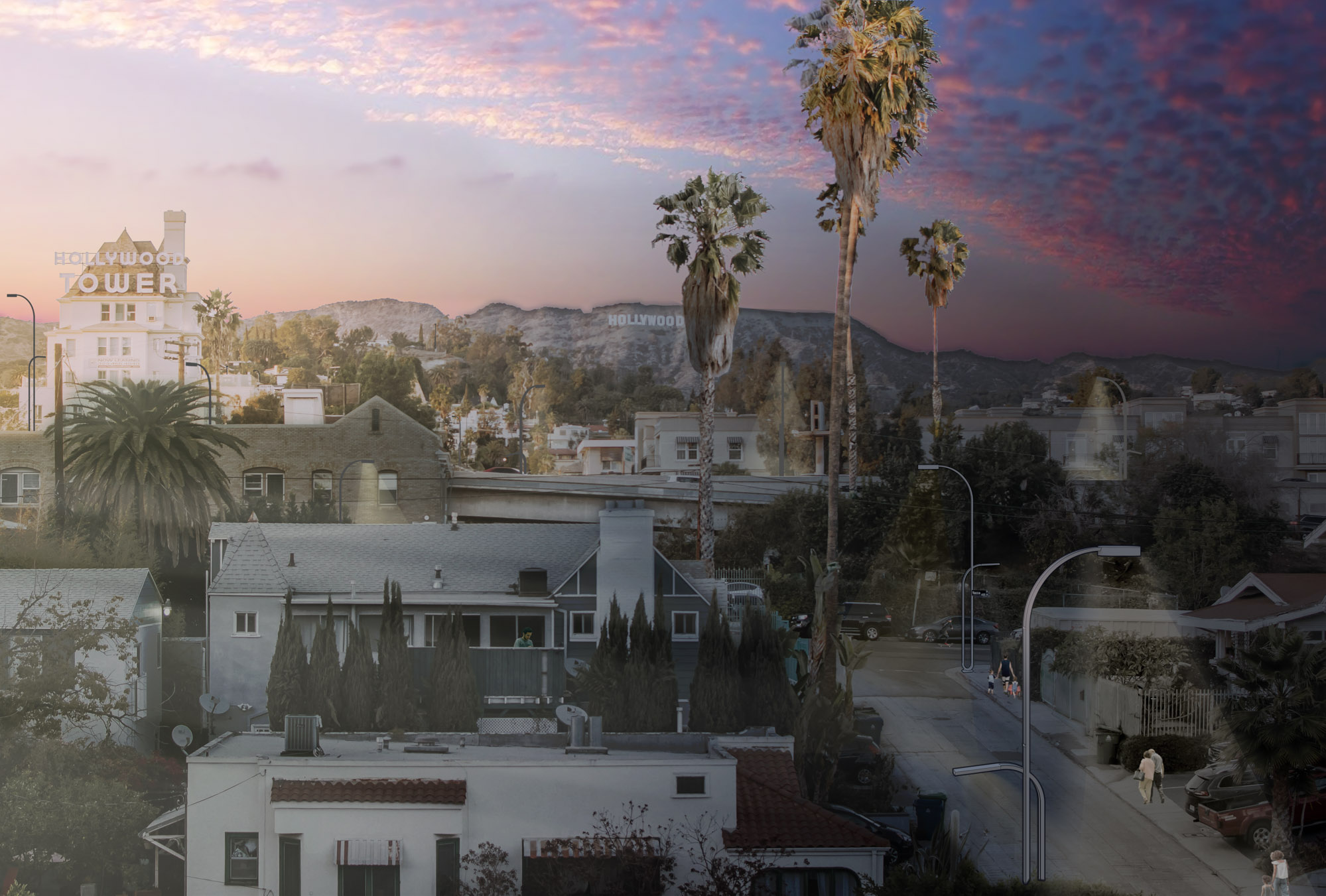 rendering of lights in the Hollywood Hills