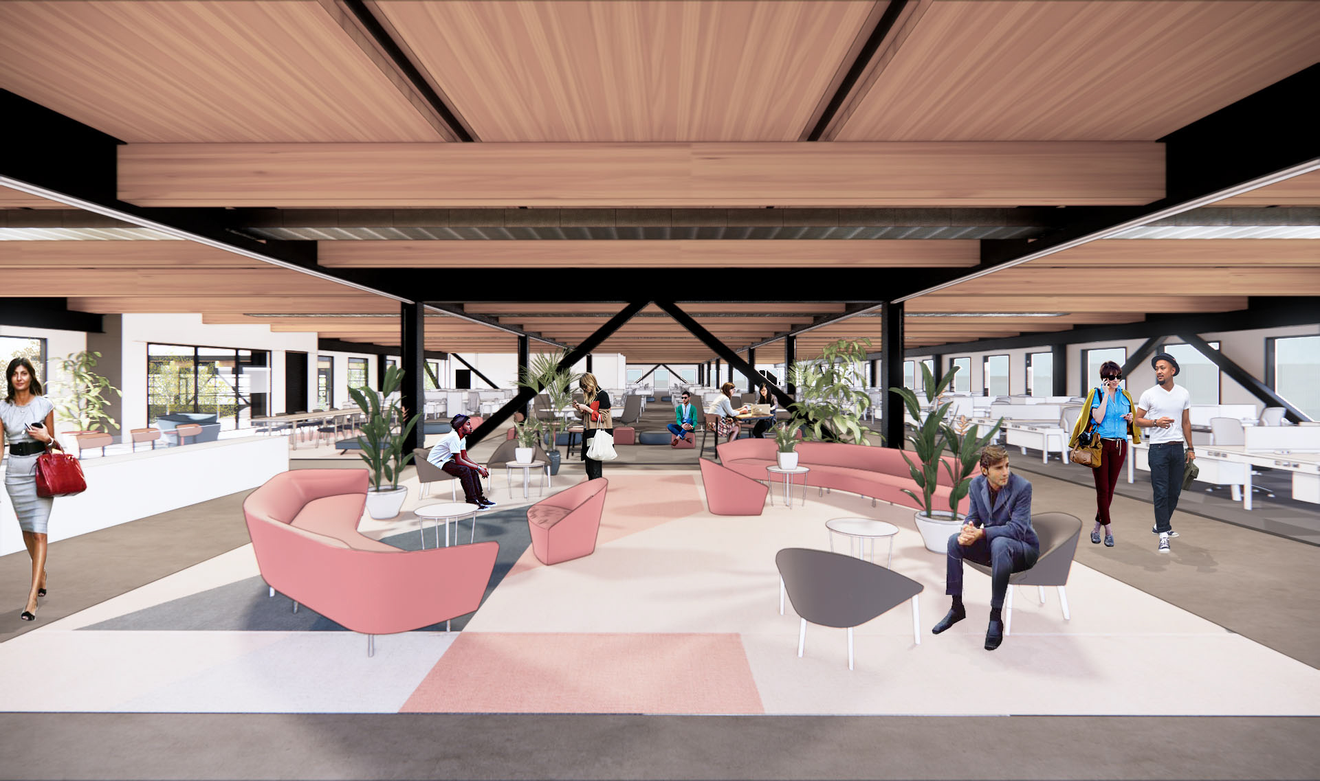 Interior view of 42XX work and lounge area