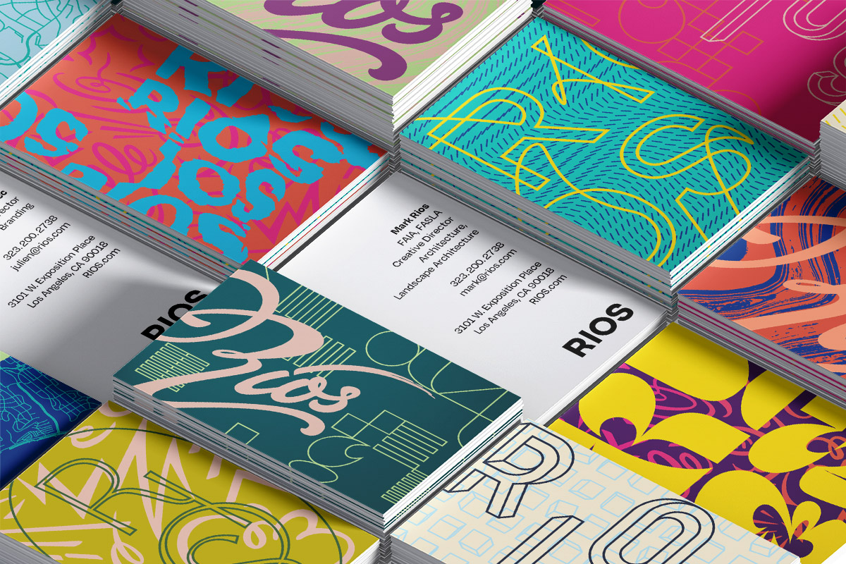 Joyful and bright RIOS-branded business cards