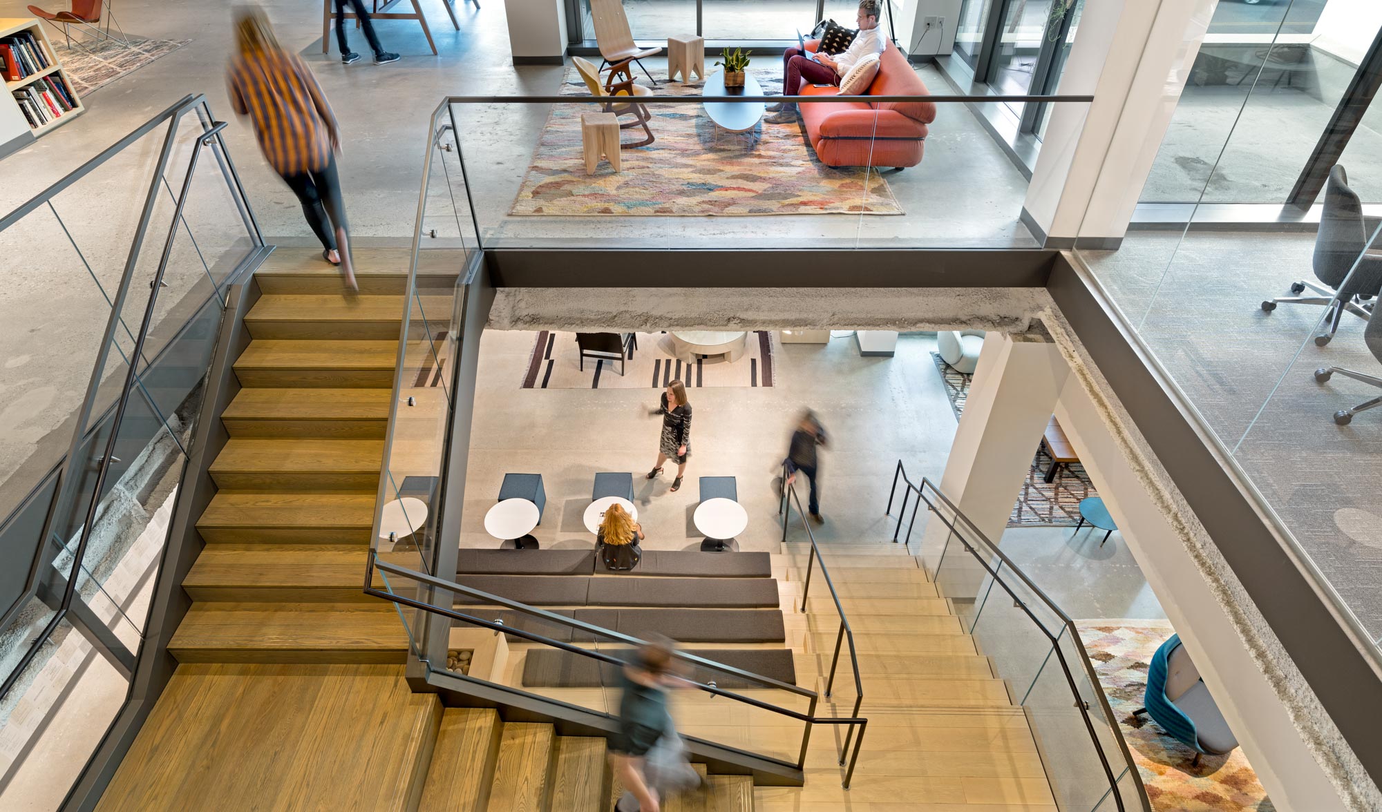 Aerial view of interior stairs