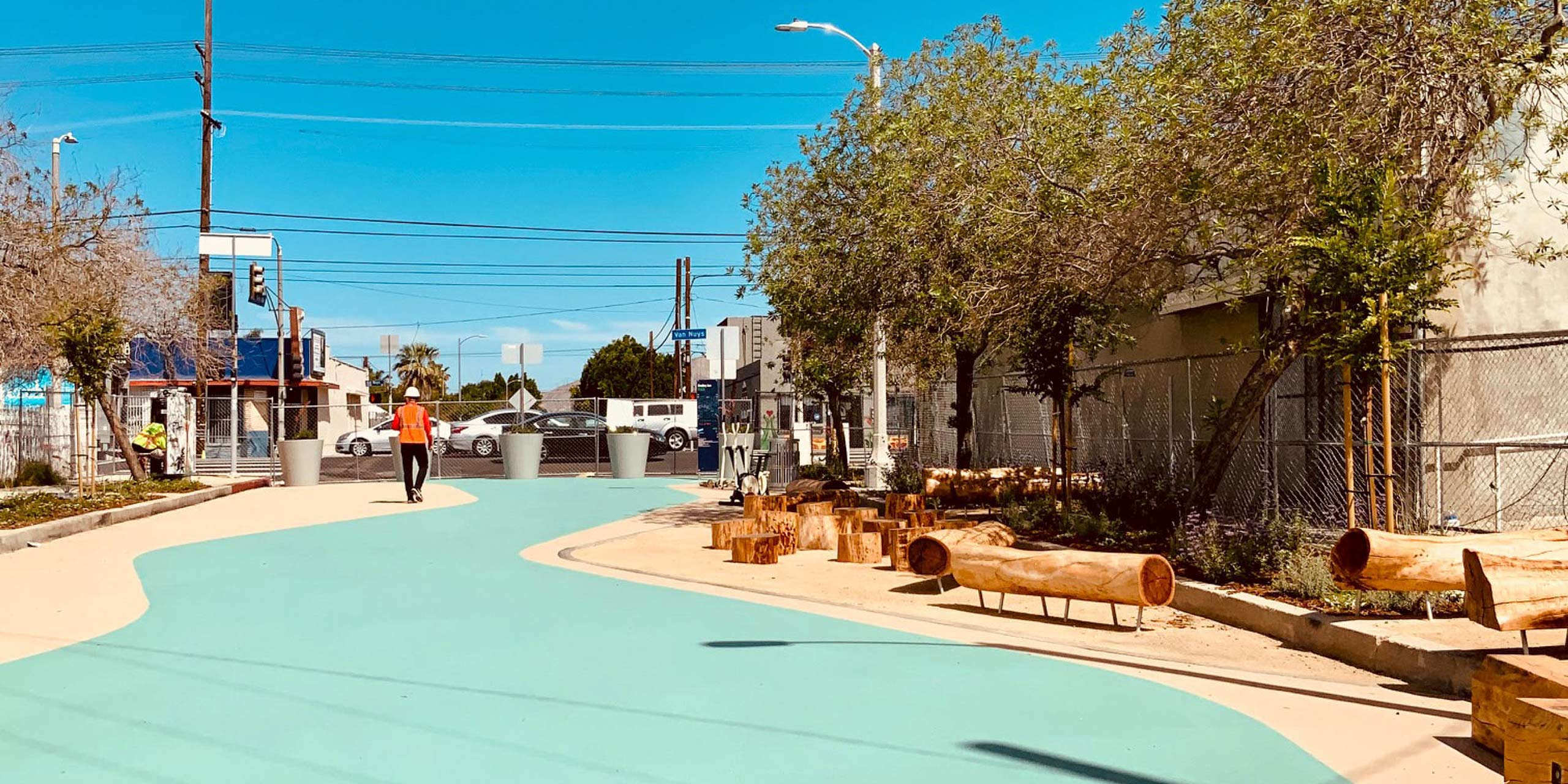 Bradley green alley with colorful asphalt