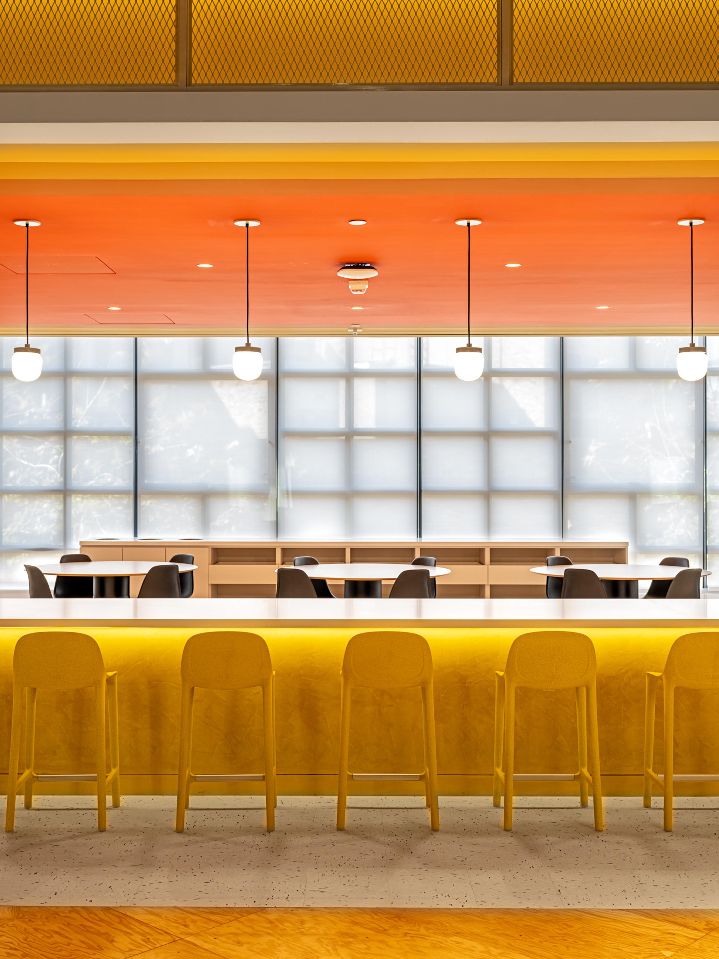 Vibrant yellow and orange cafe bar