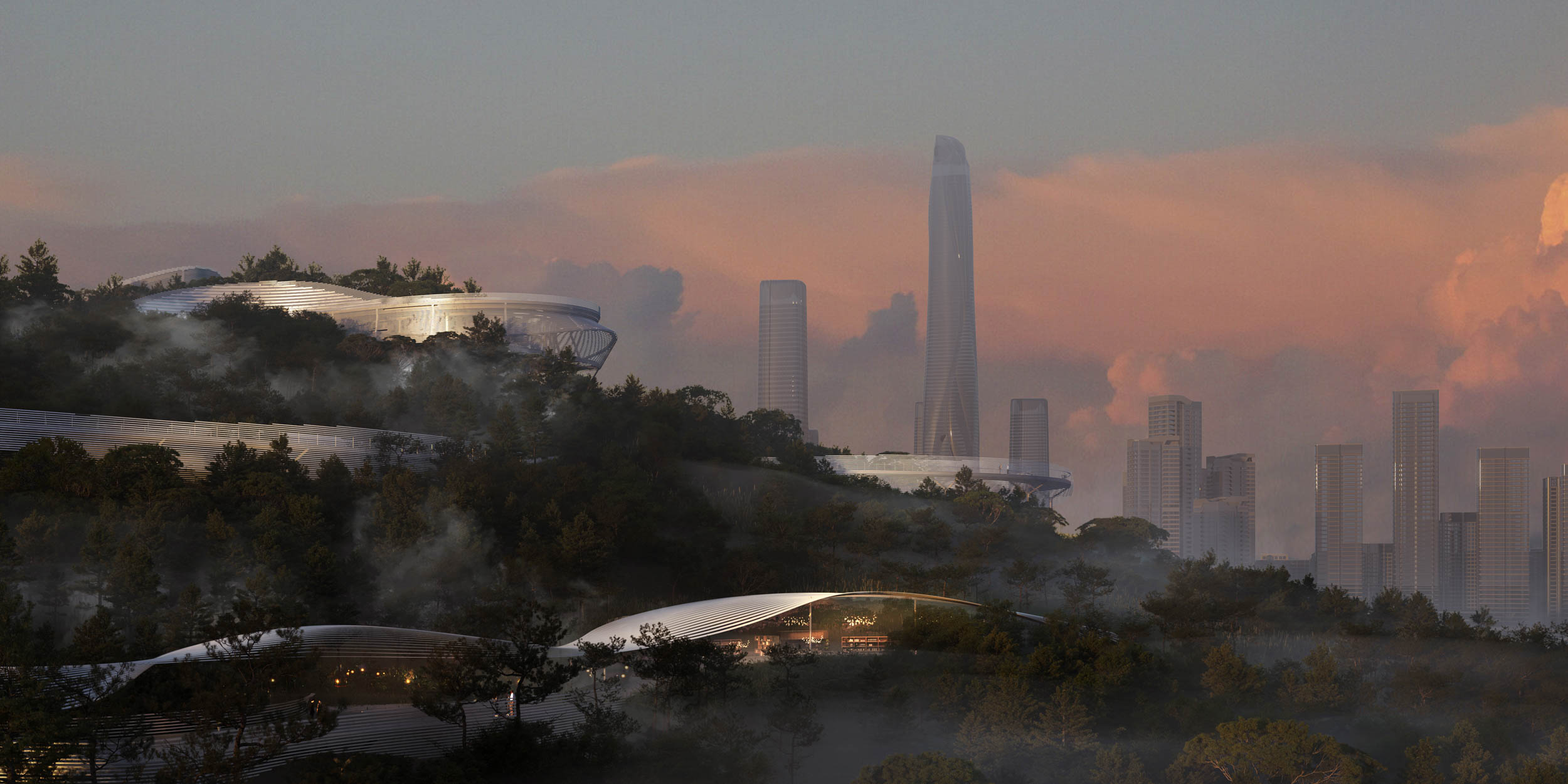 Shenzhen Universiade i-Park in an urban setting with city background