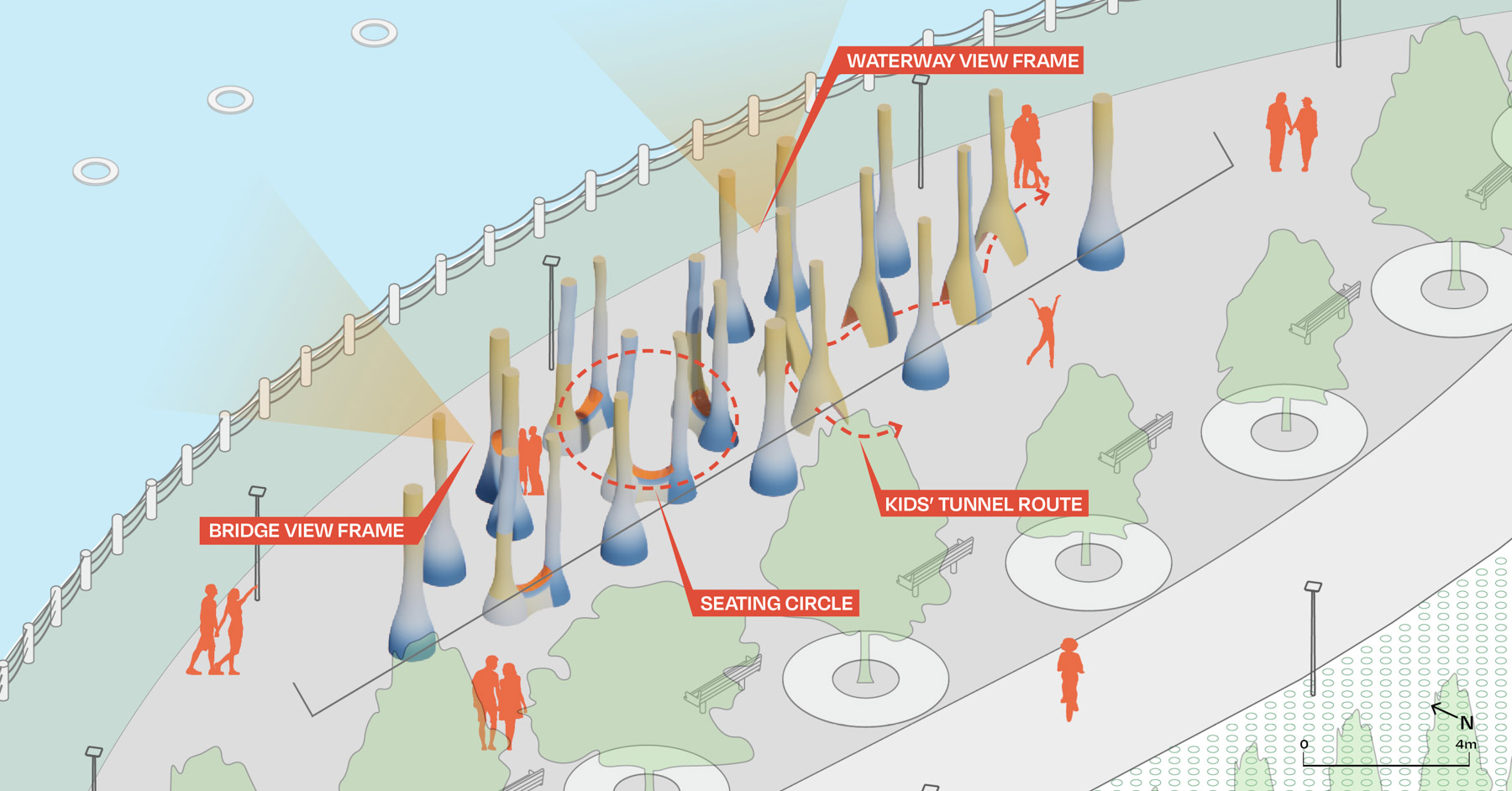 Axonometric diagram of the Pulai Family installation