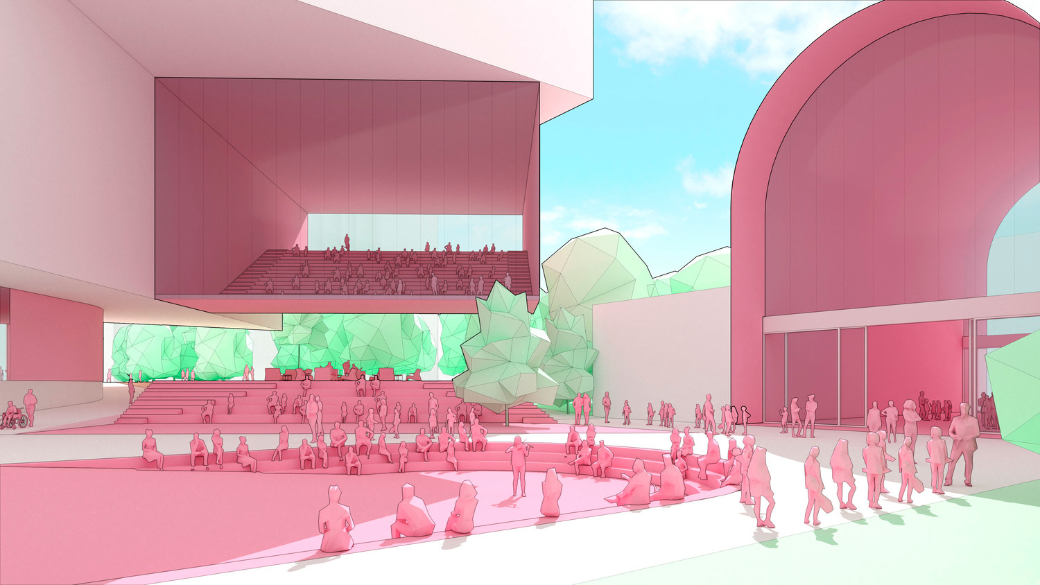 Illustration of a performance space at the proposed design of the Dallas Museum of Art
