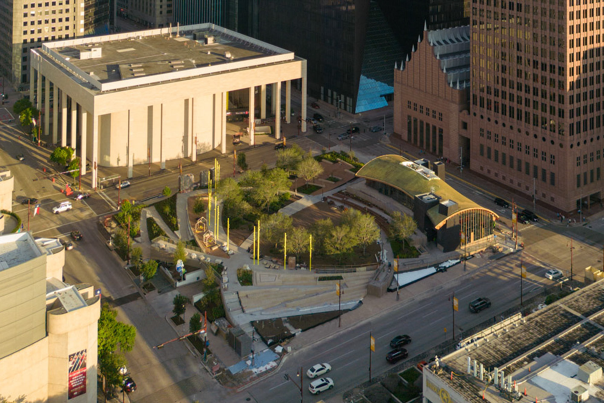 Aerial view of Lynn Wyatt Square under construction