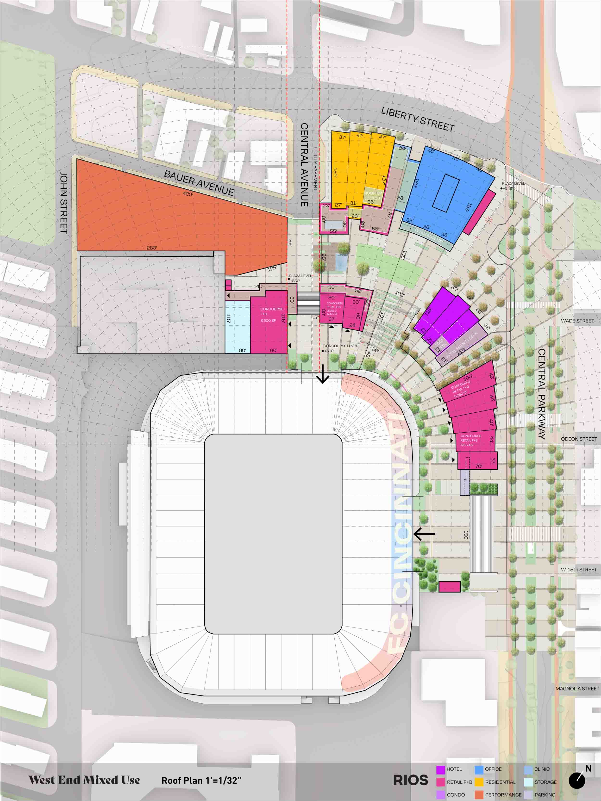 Conceptual layout of FC Cincinnati Mixed-use District