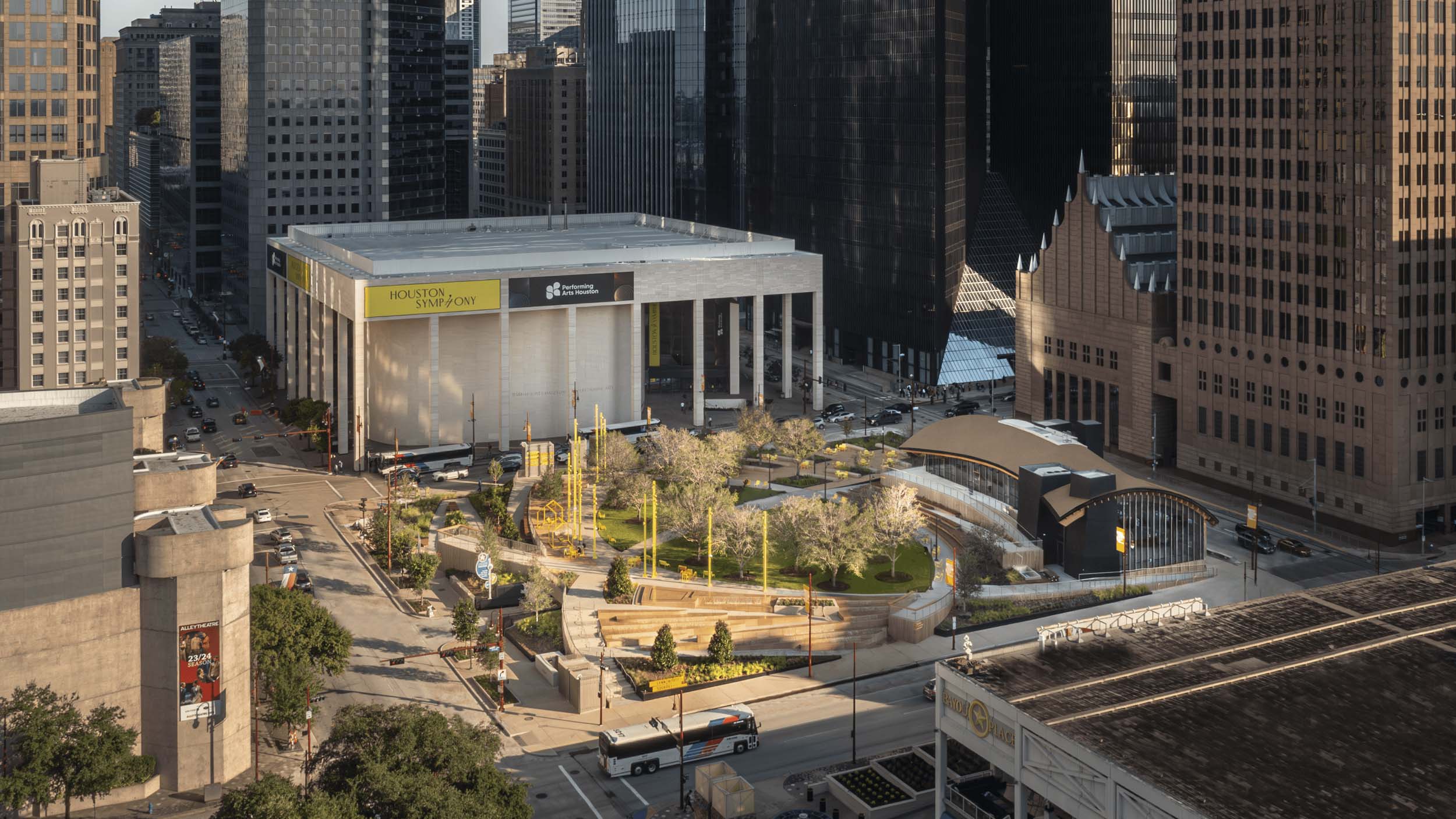 Aerial of Lynn Wyatt Square for the Performing Arts