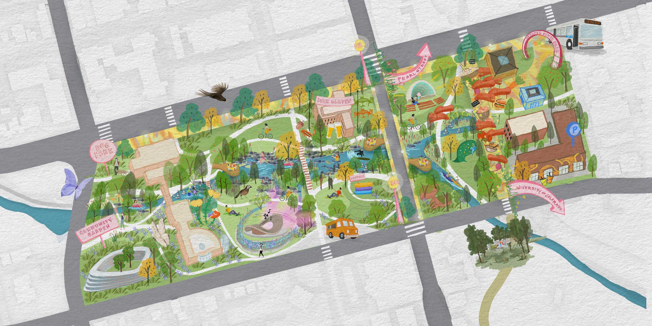Ideas sketch of Boulder Civic Area Phase Two